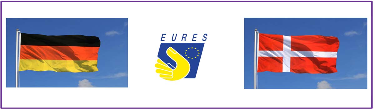Deutsche und dänische Flagge mit EURES-Logo