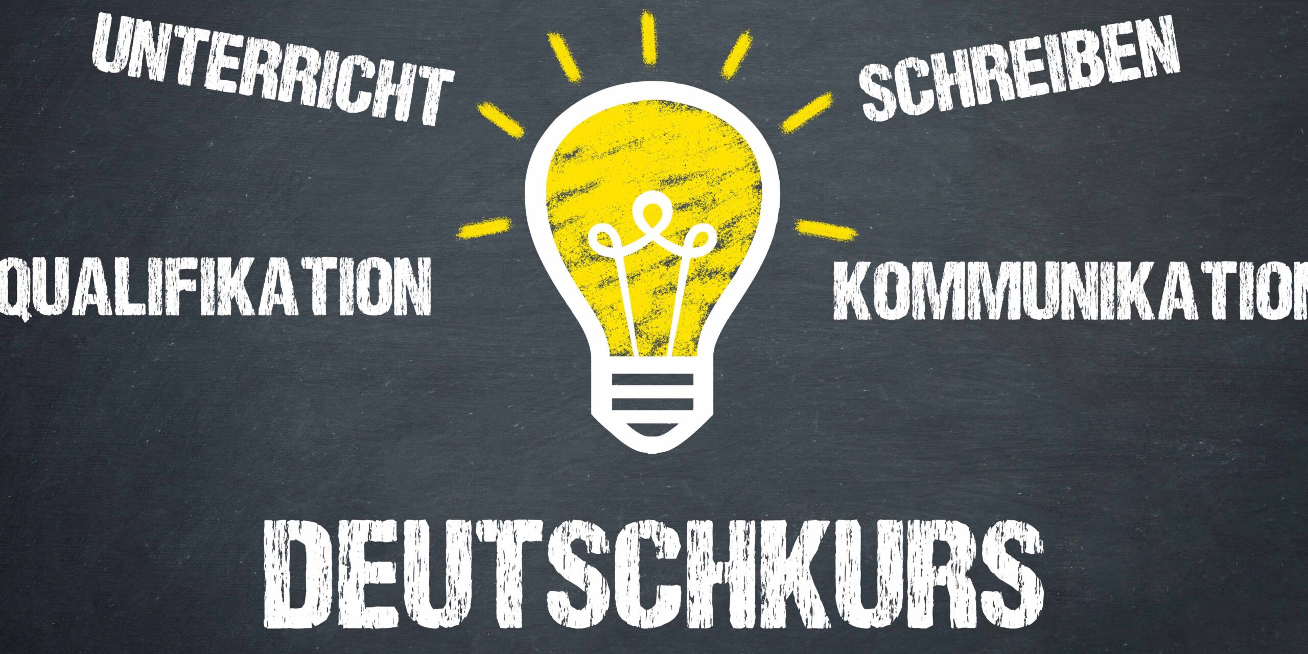 Eine leuchtende Glühlampe mit der Bildunterschrift "Deutschkurs"